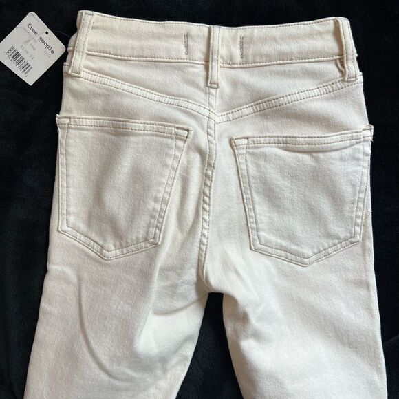 Free People Beige High Rise Skinny Jeans 24 - Picture 5 of 9